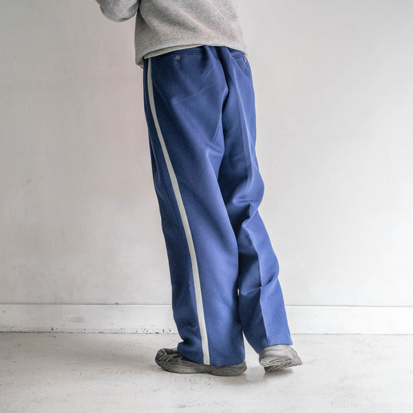 1970-80s Europe blue × gray color side line pants