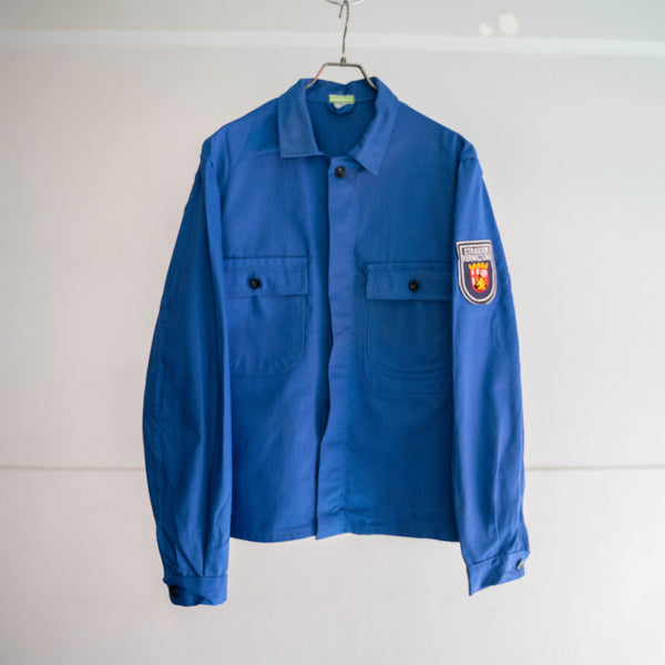 around 1980s Germany blue work short jacket with patch ‘dead stock’ -1