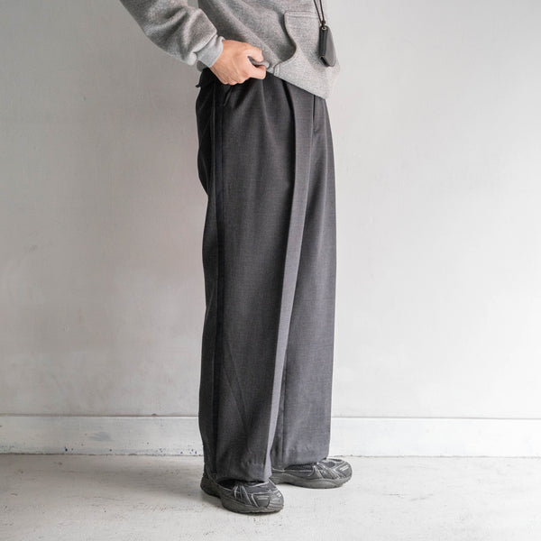 around2000s Dutch military dark gray color side line slacks "dead stock"