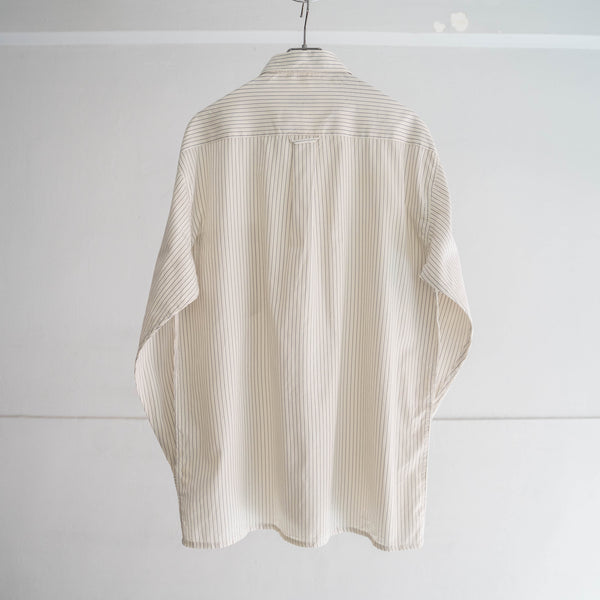 1980s off white based stripe poly × cotton shirt