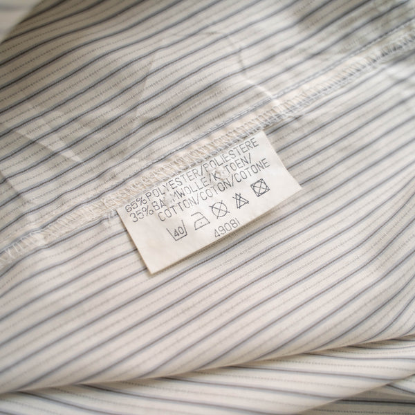 1980s off white based stripe poly × cotton shirt