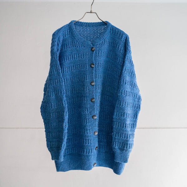 1990s blue color long design knit cardigan