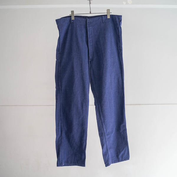 1970s Germany blue denim work pants -with cinch back-