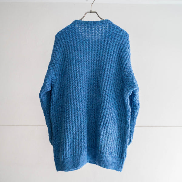 1990s blue color long design knit cardigan