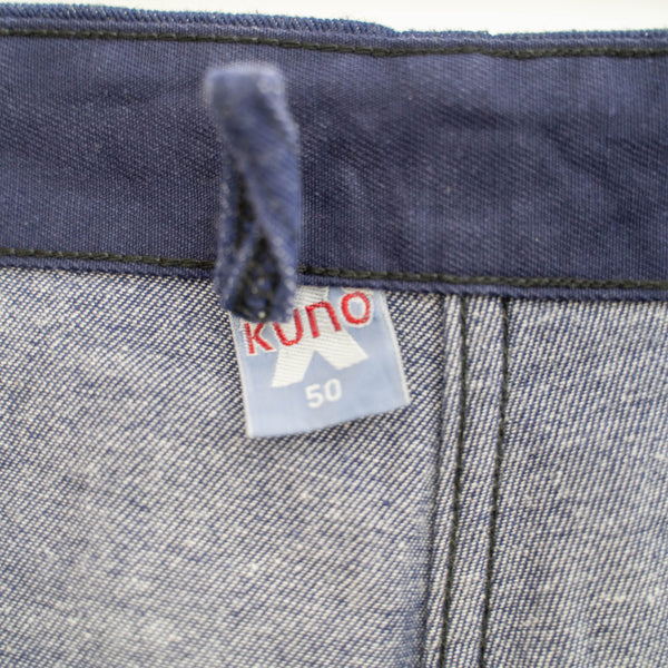 1970s Germany blue denim work pants -with cinch back-
