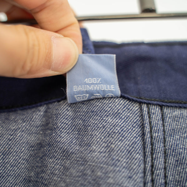 1970s Germany blue denim work pants -with cinch back-