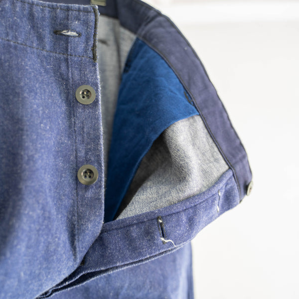 1970s Germany blue denim work pants -with cinch back-