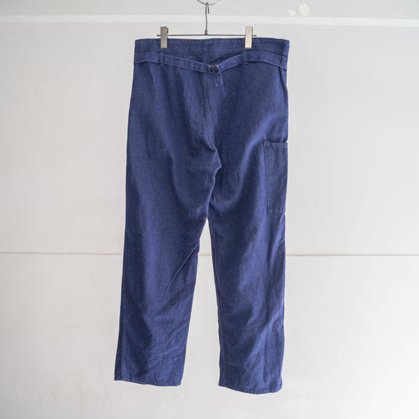 1970s Germany blue denim work pants -with cinch back-