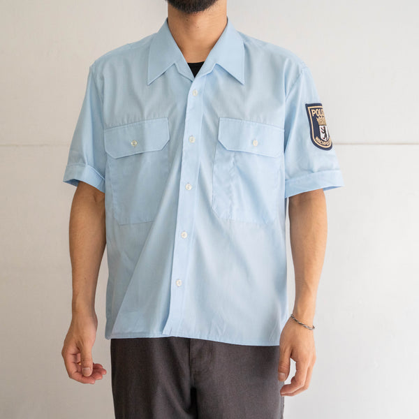 around 1990s Germany police short sleeve work shirt 'remake' -dead stock-