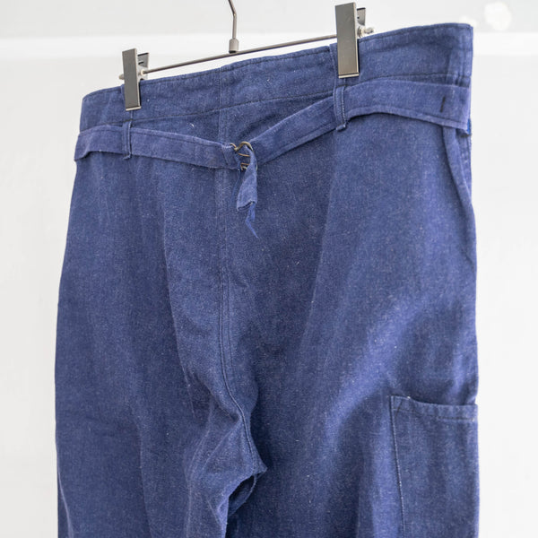 1970s Germany blue denim work pants -with cinch back-