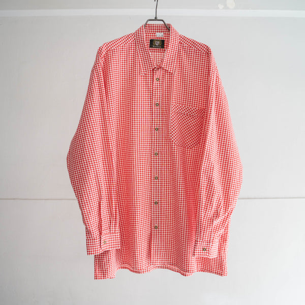 1990s Europe red checked tyrolean shirt -2