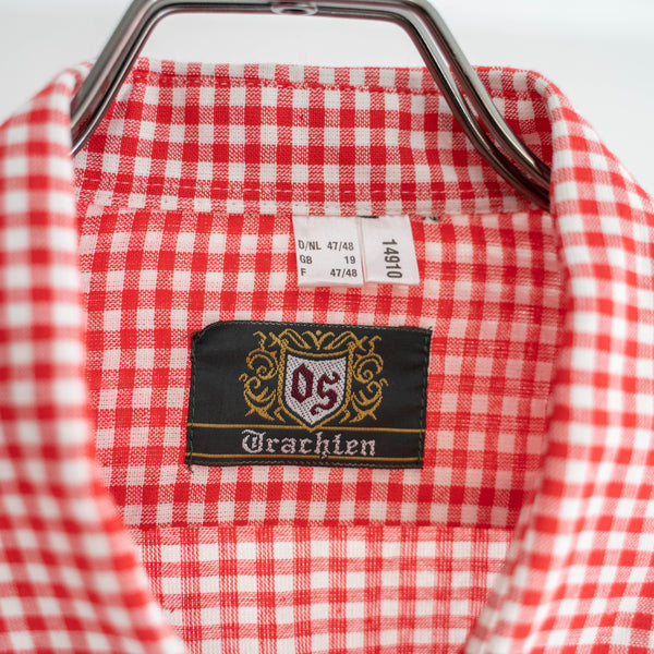 1990s Europe red checked tyrolean shirt -2