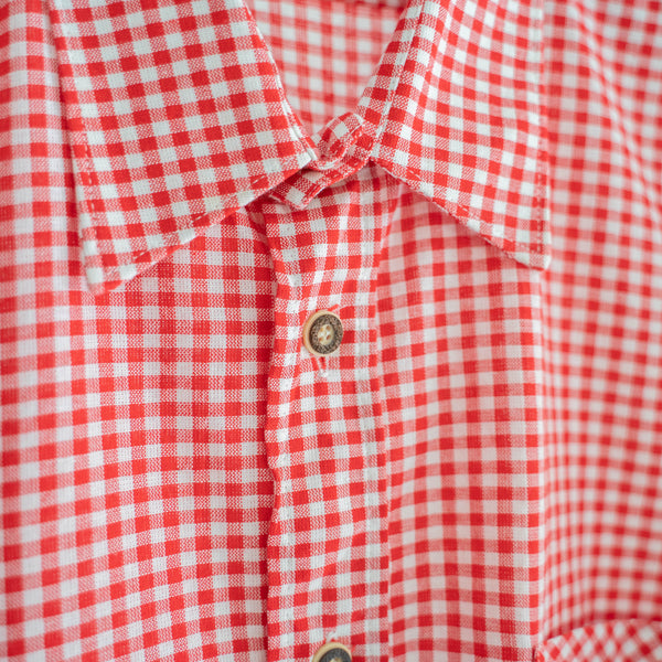 1990s Europe red checked tyrolean shirt -2