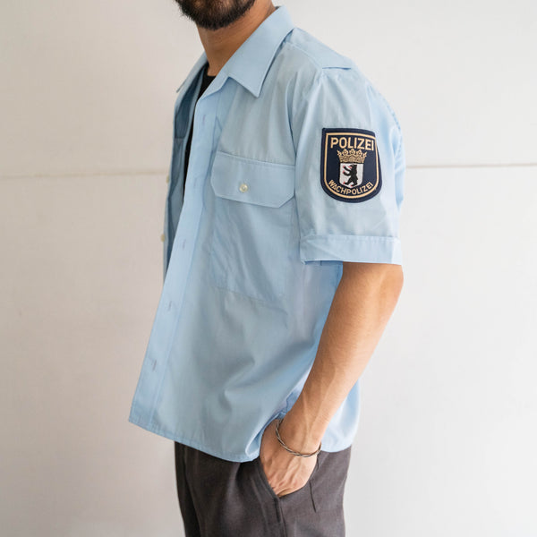 around 1990s Germany police short sleeve work shirt 'remake' -dead stock-