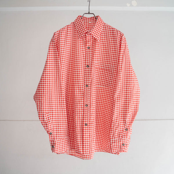 1990s Europe red checked tyrolean shirt -1