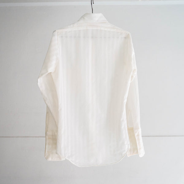 1970-80s white see-through stripe long point dress shirt 'dead stock'