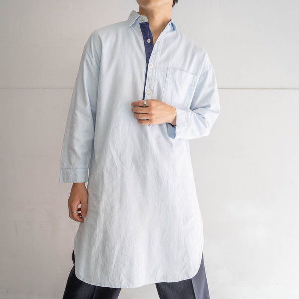around 1980s sky blue long grandpa shirt