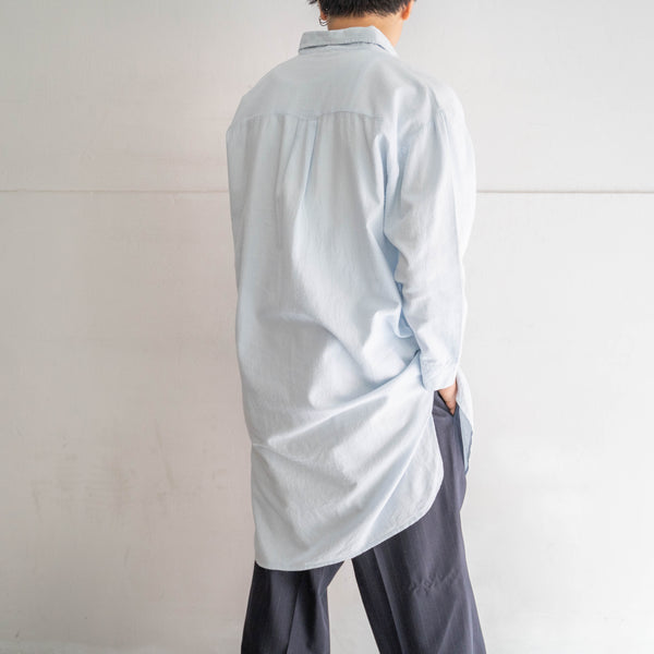 around 1980s sky blue long grandpa shirt