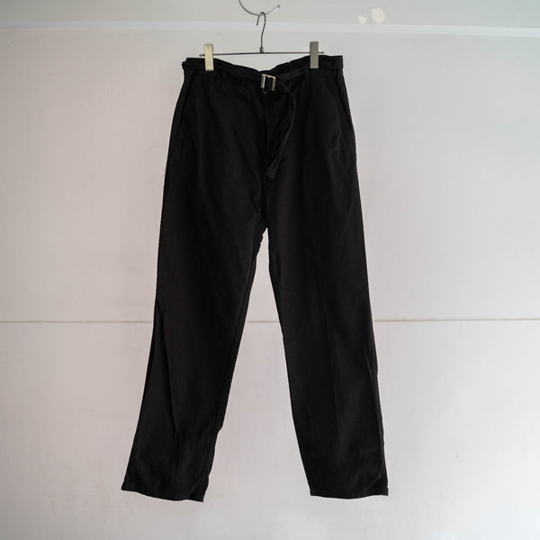 1960-70s France work pants with belt 'dead stock' -black dyed-