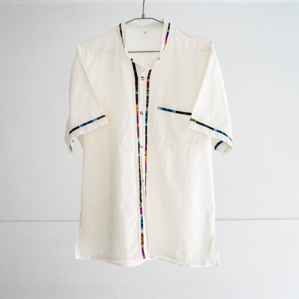 around 1990s white color short sleeve shirt -sarape design-