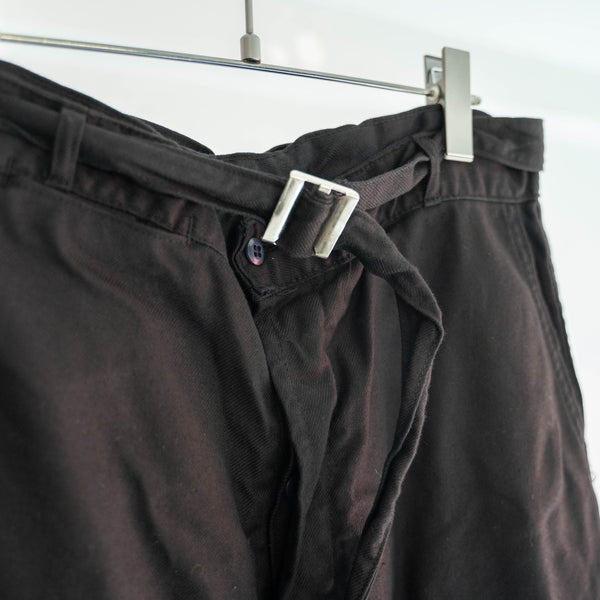 1960-70s France work pants with belt 'dead stock' -black dyed-