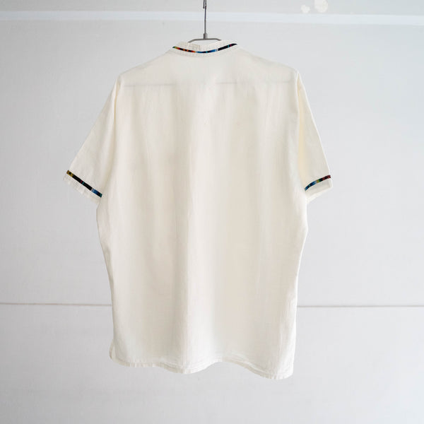 around 1990s white color short sleeve shirt -sarape design-