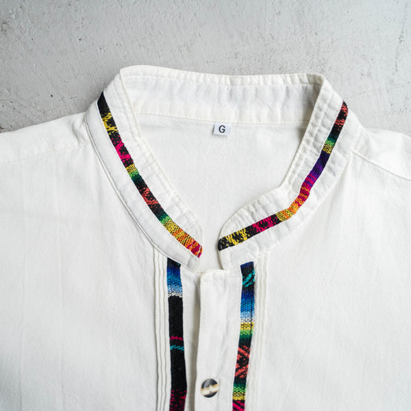 around 1990s white color short sleeve shirt -sarape design-