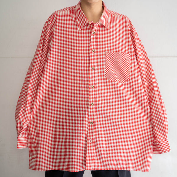 1990s Europe red checked tyrolean shirt -2