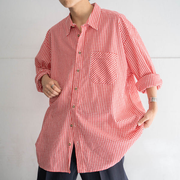 1990s Europe red checked tyrolean shirt -2