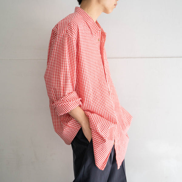 1990s Europe red checked tyrolean shirt -2