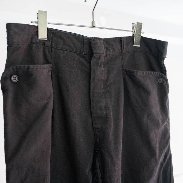 1970s Europe work pants with strange pockets 'dead stock' -black dyed-