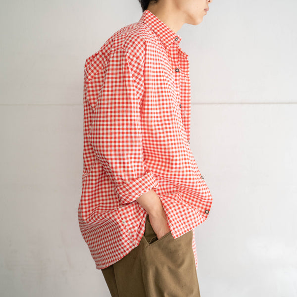 1990s Europe red checked tyrolean shirt -1