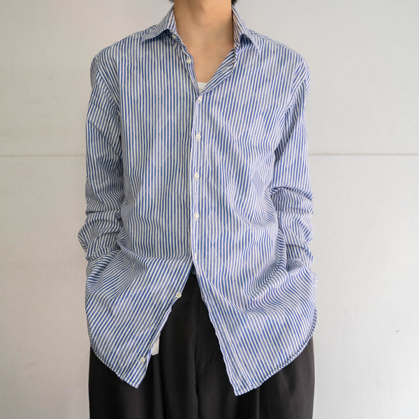 2000s Italy blue stripe × argyle shirt