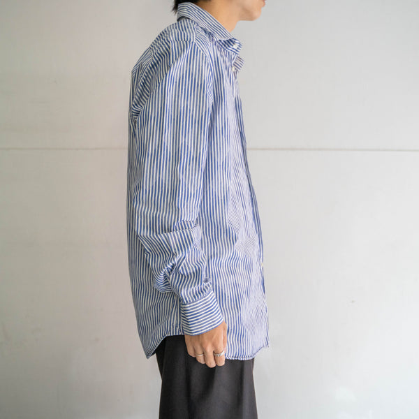 2000s Italy blue stripe × argyle shirt