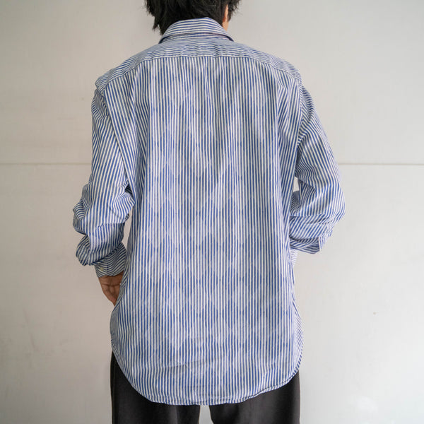 2000s Italy blue stripe × argyle shirt