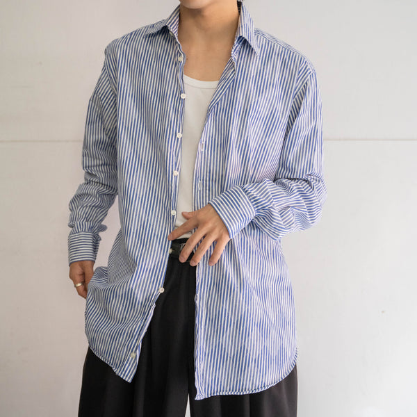 2000s Italy blue stripe × argyle shirt