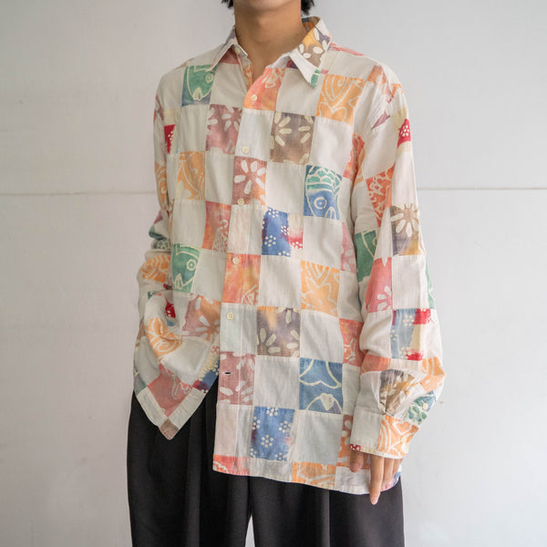2000s patch work pattern shirt