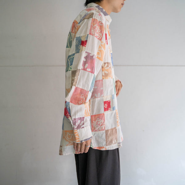 2000s patch work pattern shirt