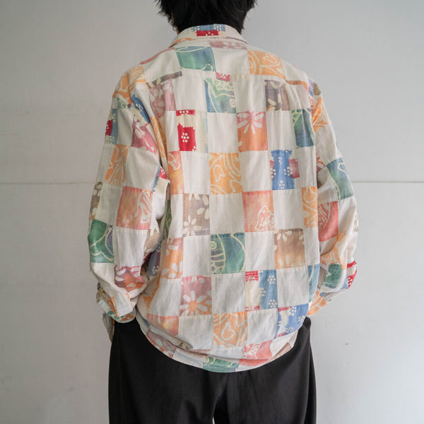 2000s patch work pattern shirt