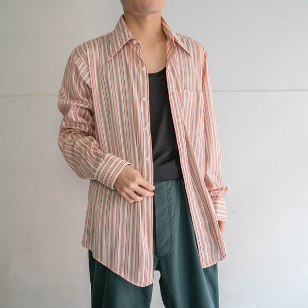 1970s USA white × red stripe shirt