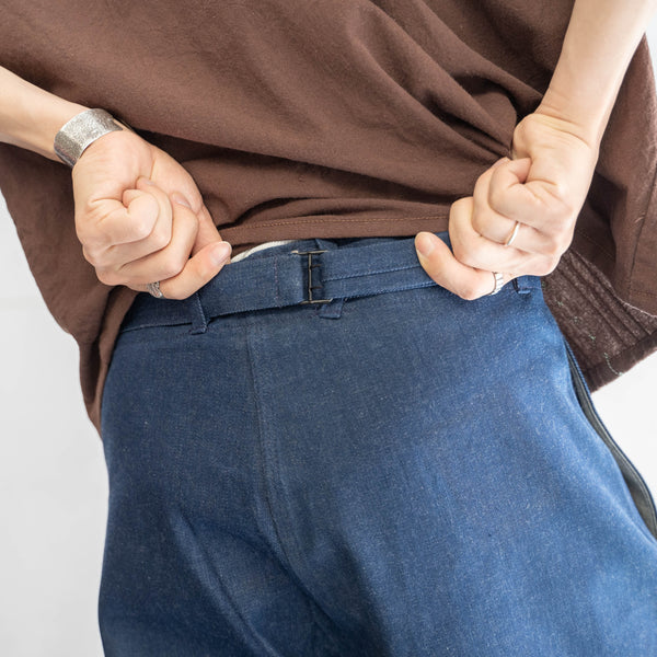 1970s Germany blue denim work pants -with cinch back- ‘dead stock’