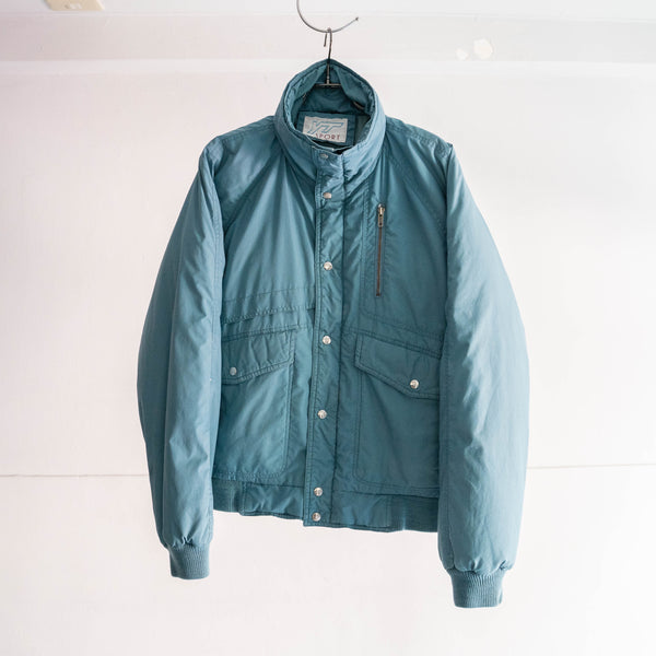 around1990s turquoise blue color stand neck down jacket