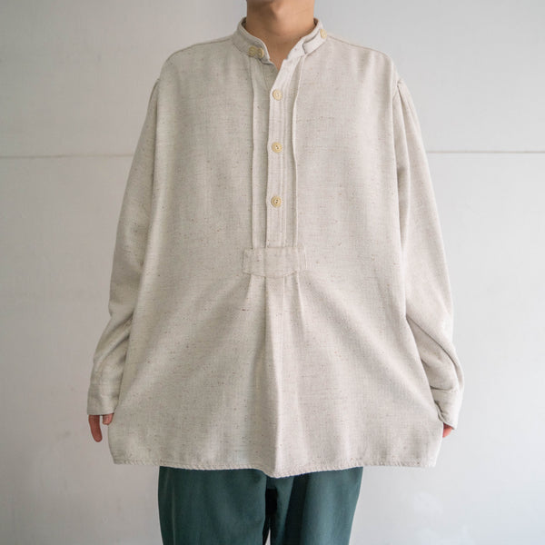 1980-90s Europe ivory smock shirt with chin strap