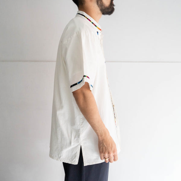 around 1990s white color short sleeve shirt -sarape design-