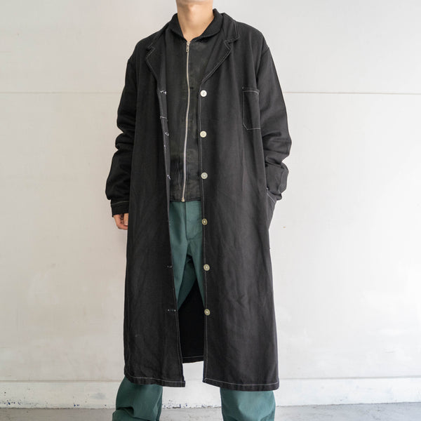 1980-90s Italian military work coat ‘dead stock’ -black dyed- -1