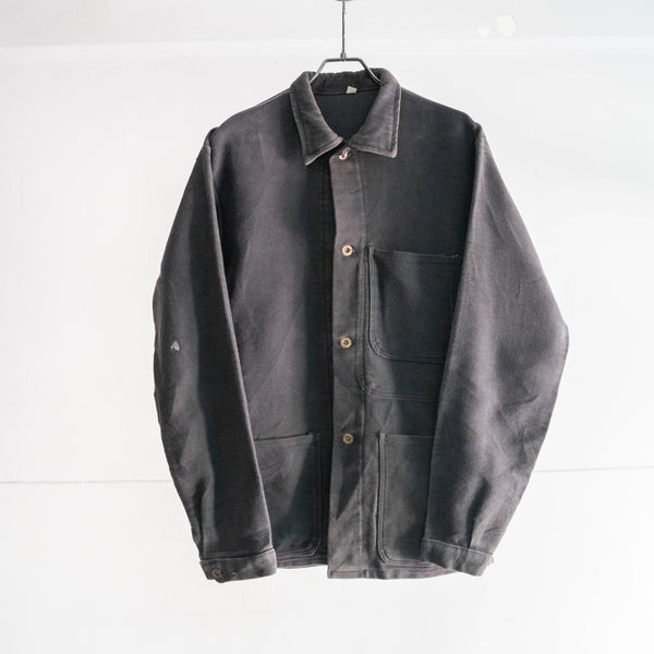 around1960s Germany black elephantskin work jacket -good fade-