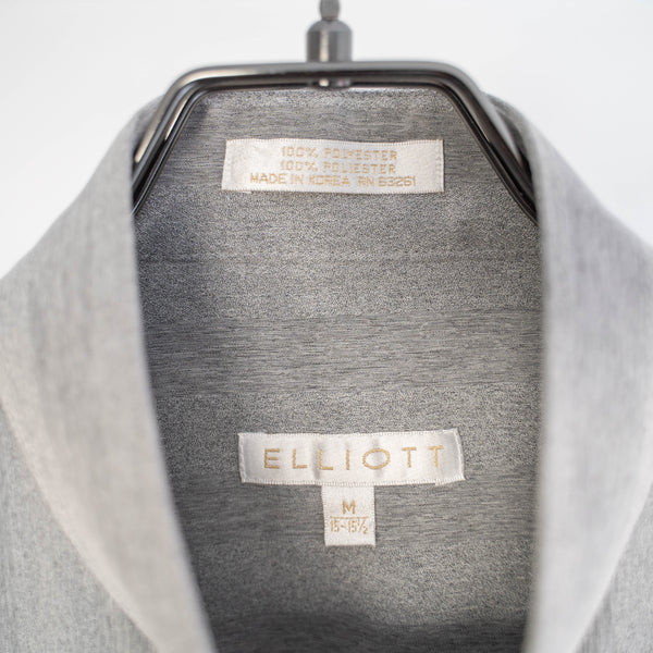 1990s light gray striped stand collar dress shirt