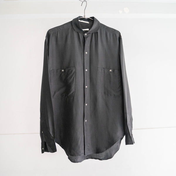 2000s 'PERRY ELLIS' black color silk shirt