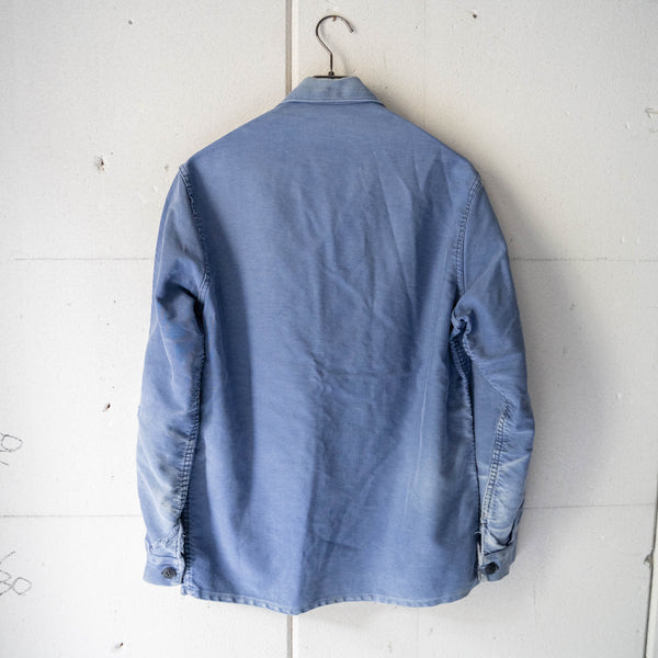 1960-70s France blue moleskin work jacket -good fade & damage-