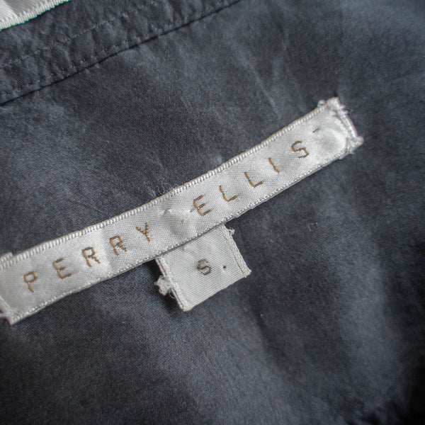 2000s 'PERRY ELLIS' black color silk shirt